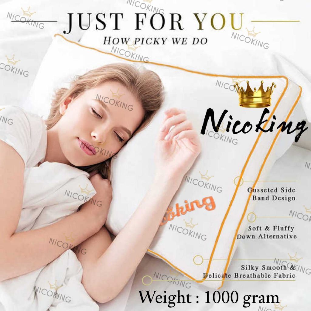 Nicoking 1 Set Bantal dan Guling Bantal Guling Tidur Kepala Premium Hotel Bintang 5 Premium Mewah Lembut Tebal Terbaik Bukan Brendis