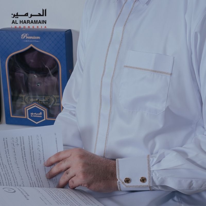 NEW GAMIS ALHARAMAIN TERBARU MANSET BORDIR PUTIH | JUBAH AL HAROMAIN KOMBINASI & POLOS MANSET TERLAR