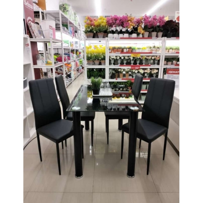 Selma Minka Set Meja Makan 4 Kursi - Hitam Furniture Informa