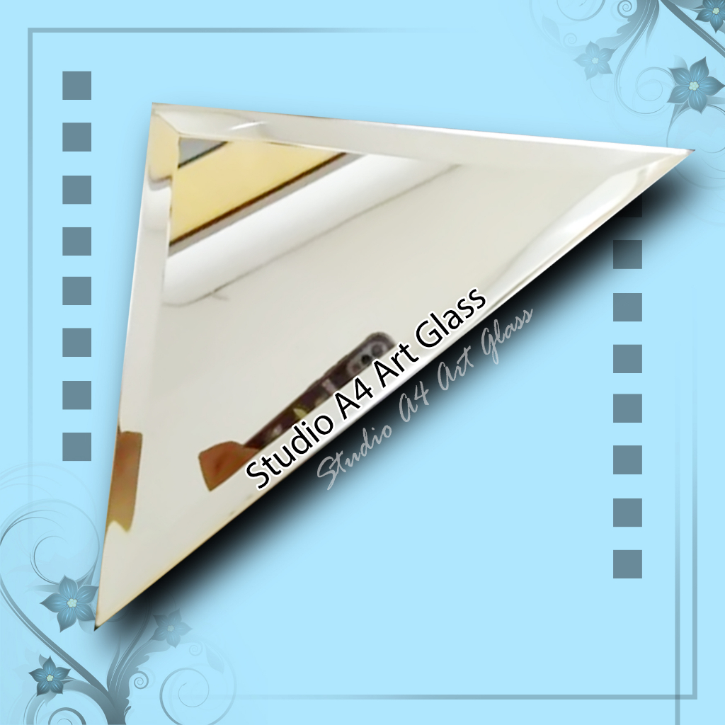 kaca bevel segitiga 20 cm tebal 5 mm- -Cermin Hiasan Dinding- Cermin Kaca-cermin hias-cermin bevel-k