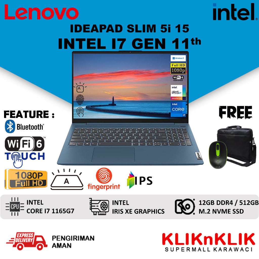 LENOVO IDEAPAD SLIM 5I I5 INTEL I7 1165G7 12GB 512GB SSD TOUCHSCREEN WINDOWS 11 HOME