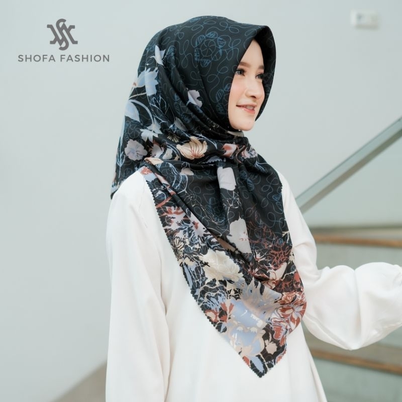 Hijab segi empat motip / kerudung voal motif premium / jilbab segi empat digital print lasercut