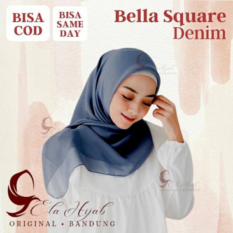 [ COD ] Bella Square BIRU DENIM hijab inara