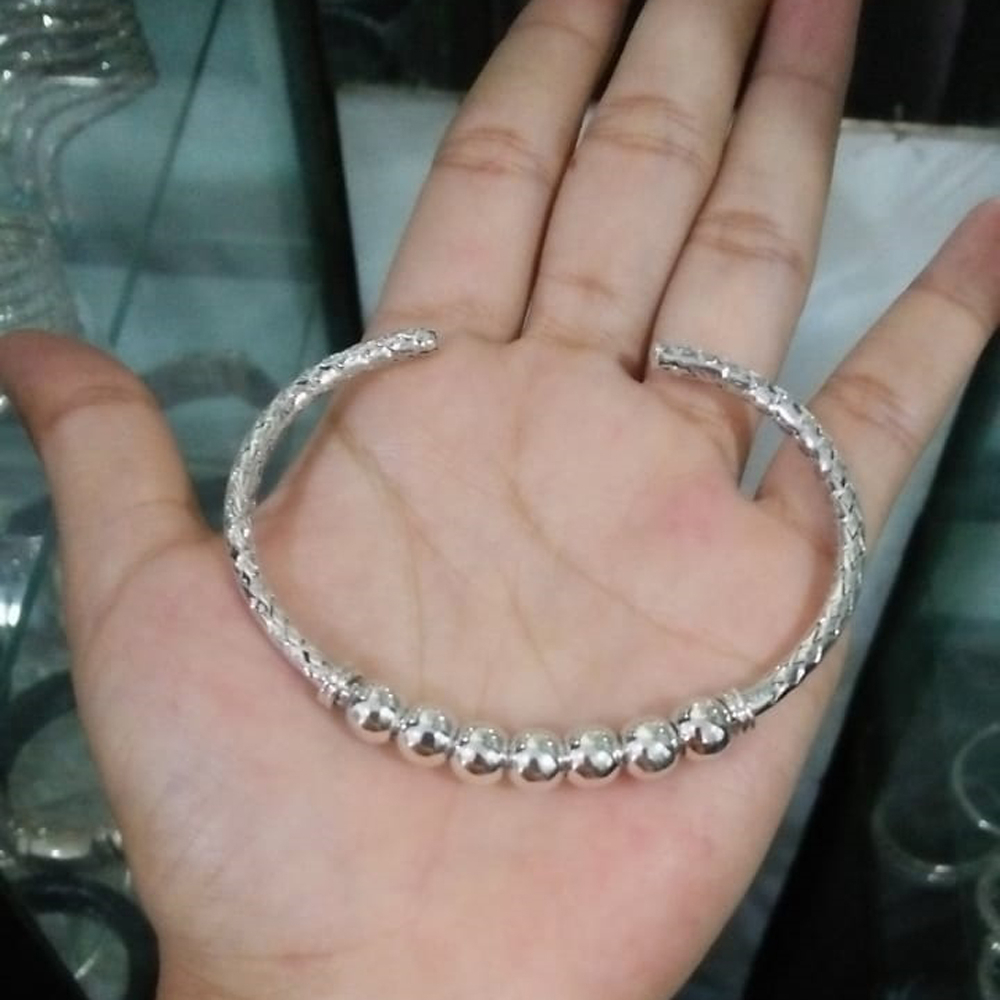 Gelang Bracelet Perak Silver Cuff Bali Asli 925 Anyam Ball Bola Unik Elegan Custom Pria Wanita
