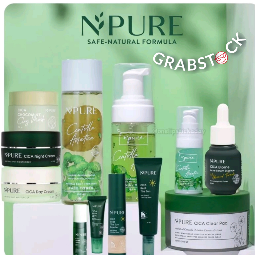 NPURE Licorice Cica Centella Asiatica Noni Probiotics Series Face Toner Serum Clear Pad Serum Day Night Beat the Sun Powder Cleanser N' Pure