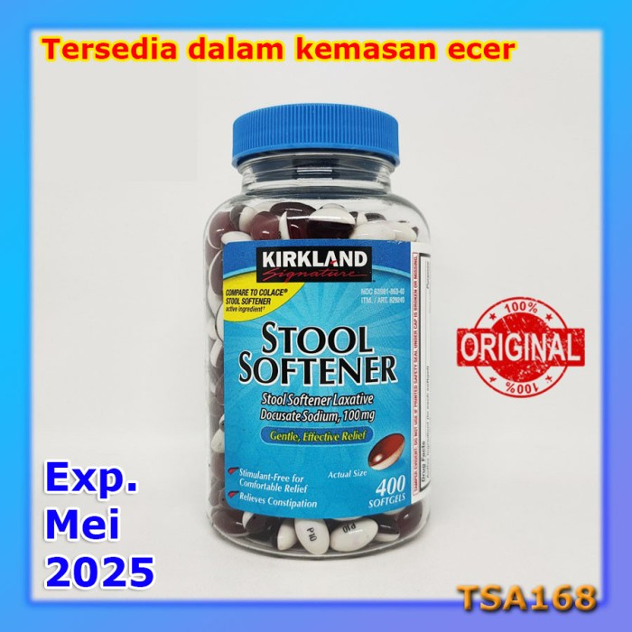 Kirkland Signature Stool Softener 100 mg Ecer 20 softgels Obat Konstipasi