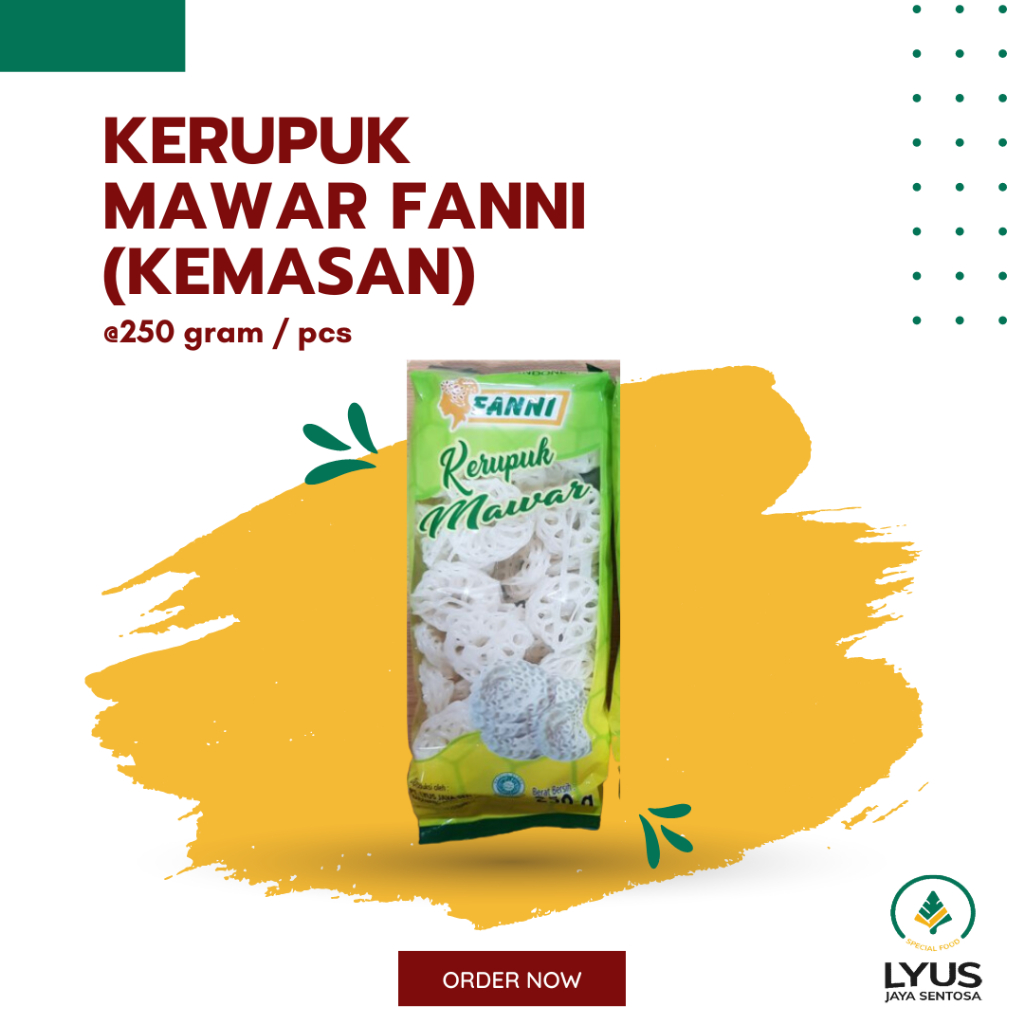 

Kerupuk / Krupuk Mawar Putih Fanni @250g (kemasan)