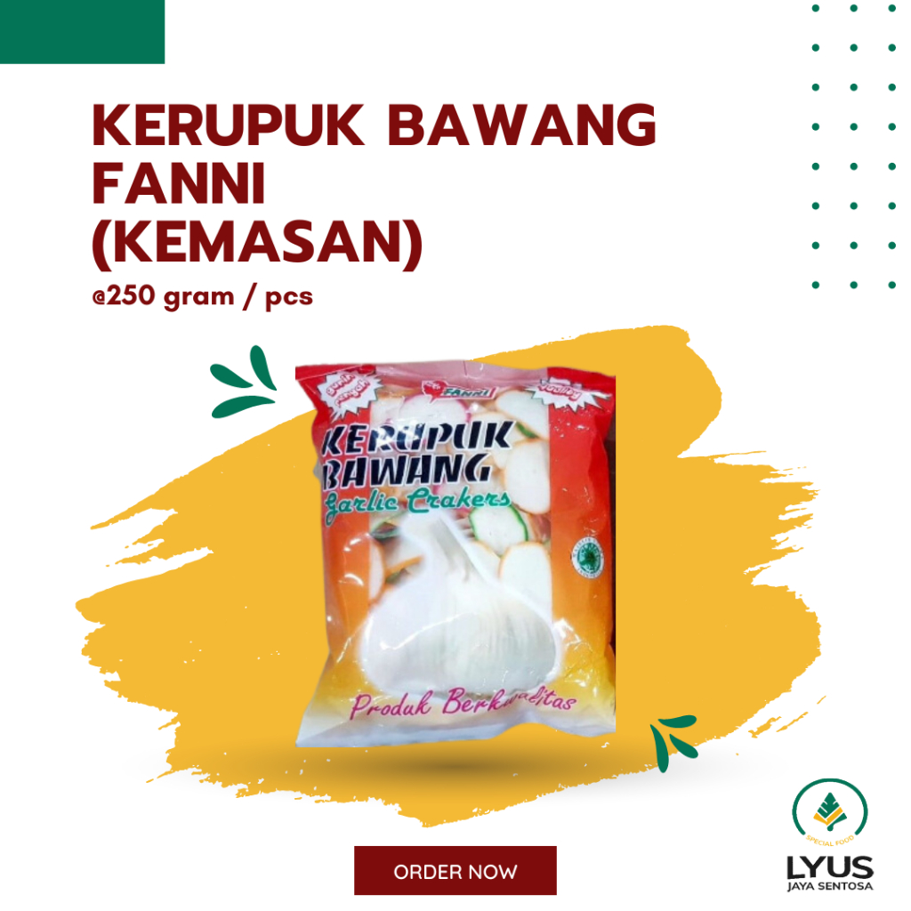 

Kerupuk / Krupuk Bawang Fanni @250g (kemasan)