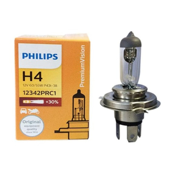 BOHLAM LAMPU HALOGEN PHILIPS H4 12V 60/55W 100/90W ORIGINAL LAMPU UTAMA H4 Philips PREMIUM VISION