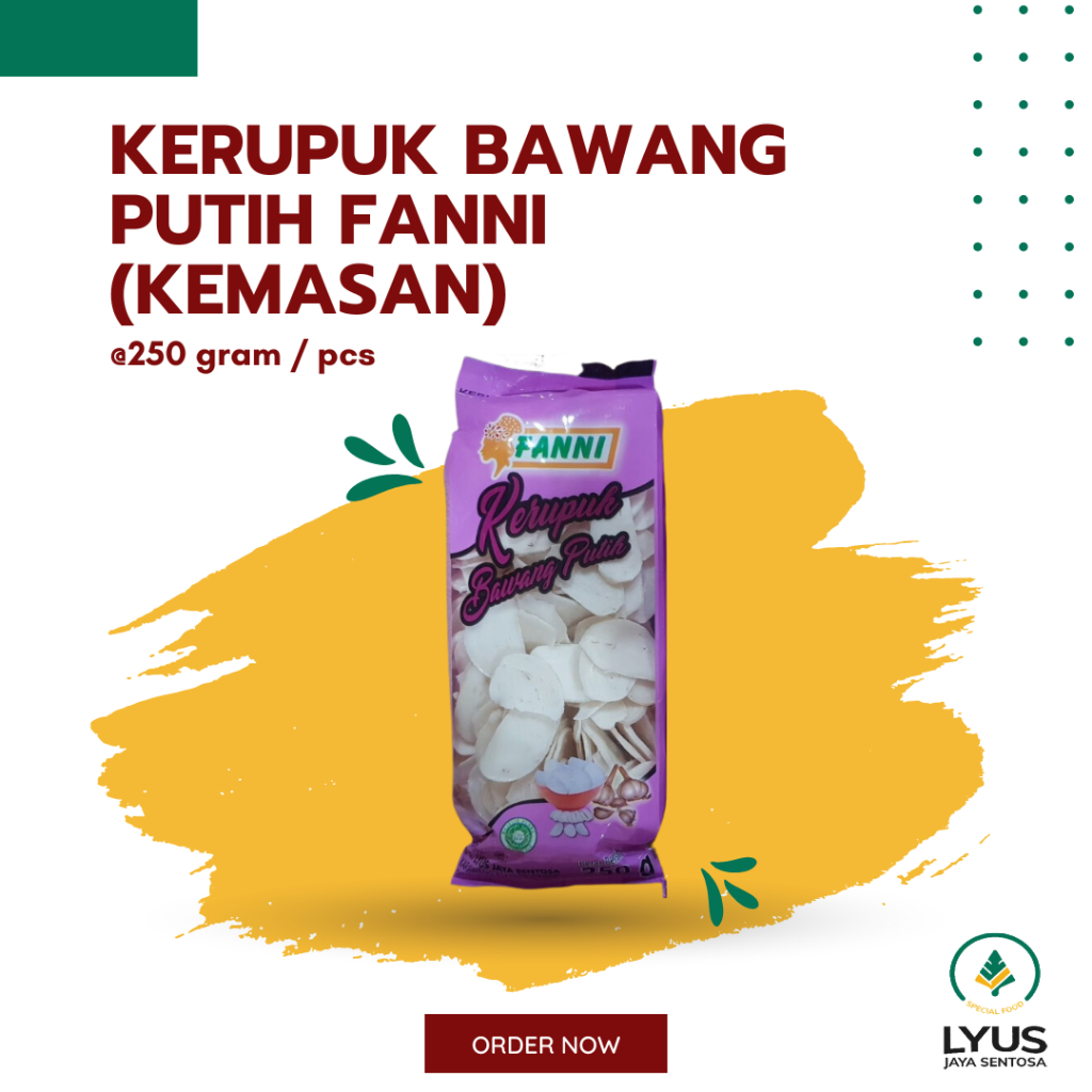 

Kerupuk / Krupuk Bawang Putih Fanni @250g (kemasan)