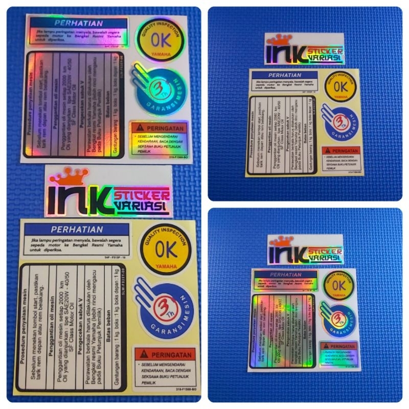 STIKER WARNING PERINGATAN YAMAHA MIO XTRIDE SOUL INDONESIA