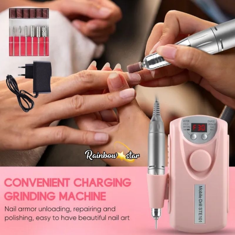 Alat Kikir Kuku Elektrik 30000 Rpm Portable Rechargeable Nail Drill Polishing Grinder