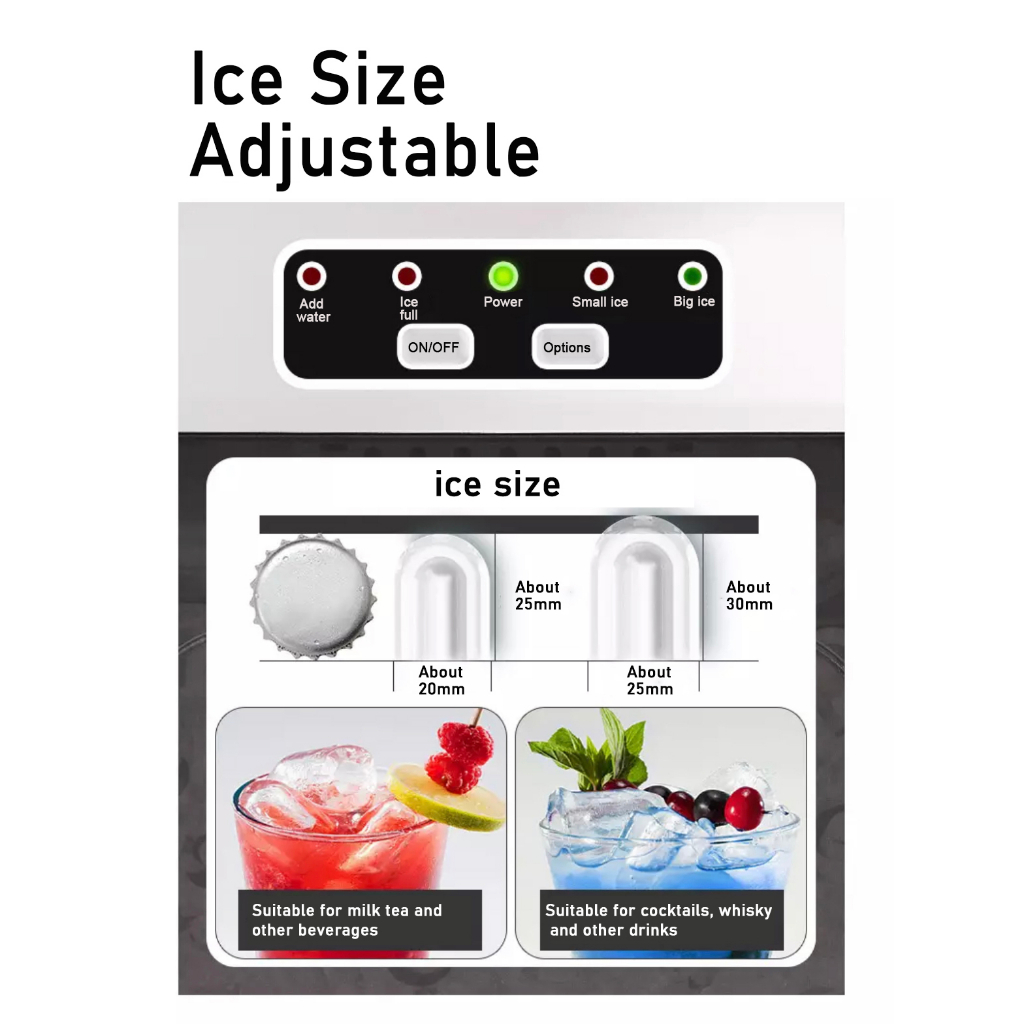 ⚡Garansi&amp;Ready⚡Hicon Portable Ice Maker Dengan Handle 220v 105w mesin es batu Machine Mesin Es15kg/Hari membuat es cepat 6 menit jadi 9pcs es MMY