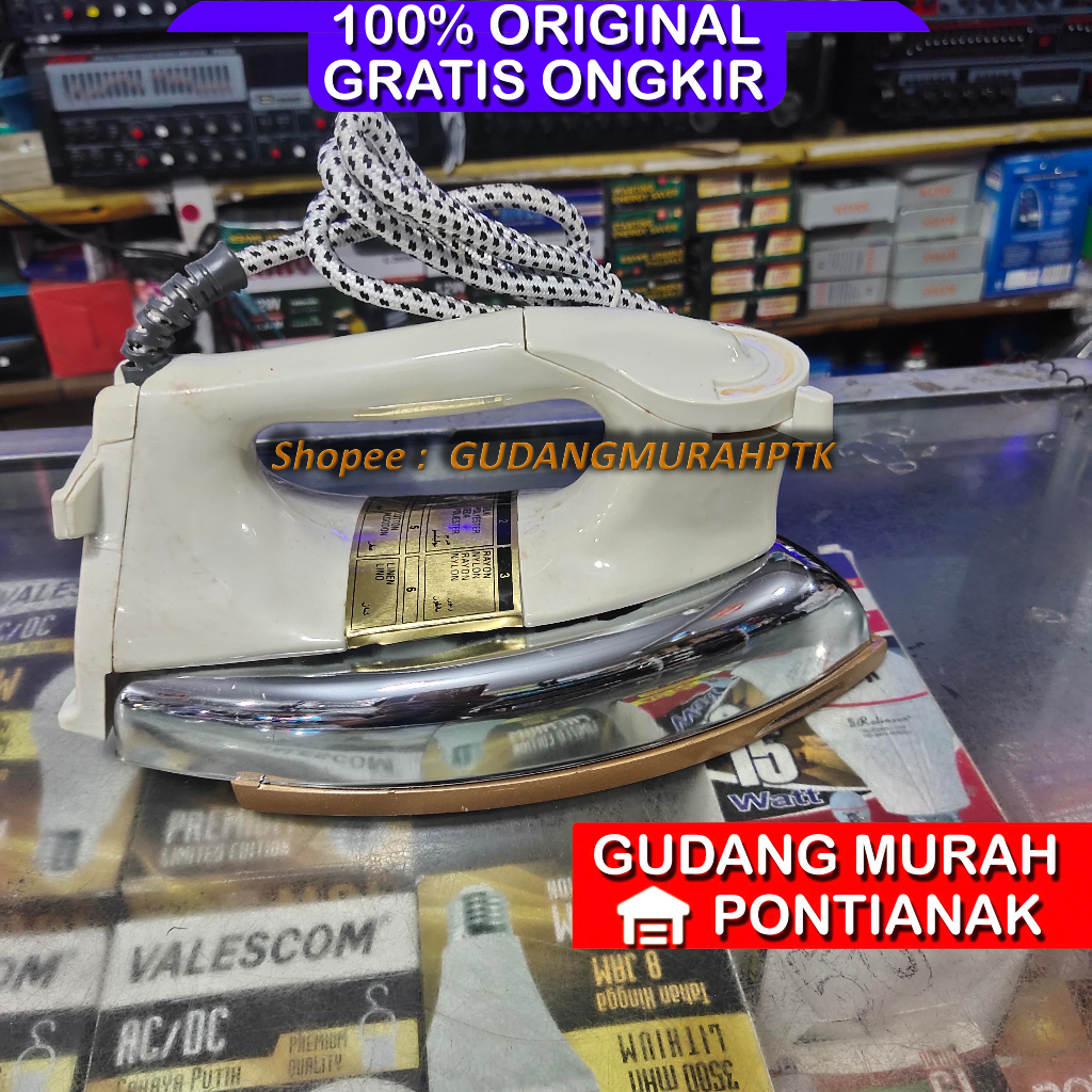 SETRIKA TRISONIC T-666JK DENGAN PEMBERAT KERAMIK STRIKA  GOSOKAN iron Body steinless stainlis kilat putih laundry cocok 666 JK JB
