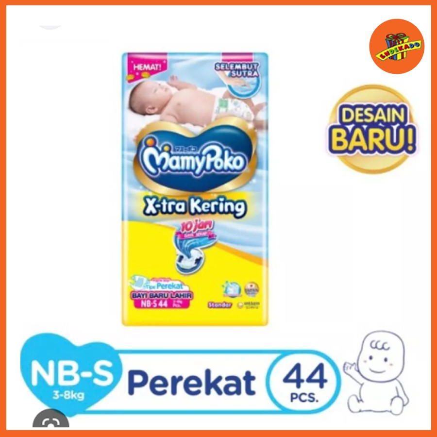 MAMYPOKO X-TRA KERING NB-S44 TIPE PEREKAT - Popok Perekat Sekali