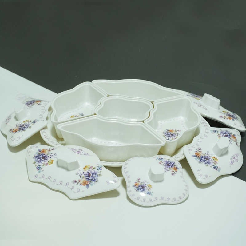 kotak penyimpanan permen /Porcelain Tiers Plate | Piring Saji Keramik | Divided Plate putih tebal