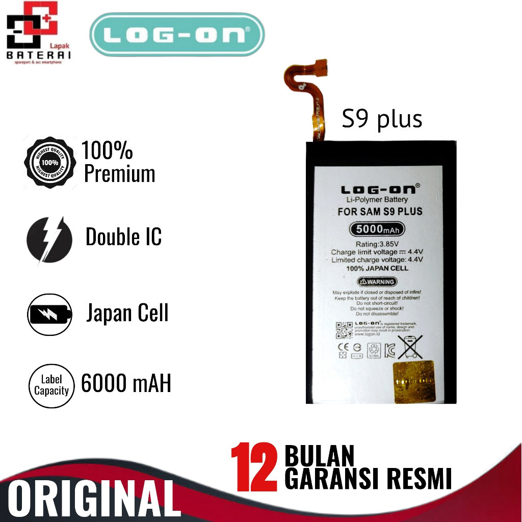 LOG - ON Baterai Samsung S9 PLUS G965 Double IC Protection Battery Batre