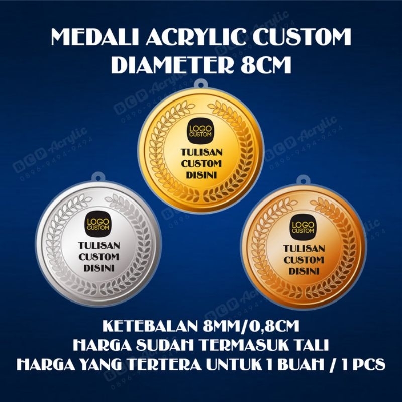 MEDALI, MEDALI AKRILIK, MEDALI ACRYLIC, MEDALI CUSTOM, MEDALI LOMBA, MEDALI PERLOMBAAN, MEDALI JUARA