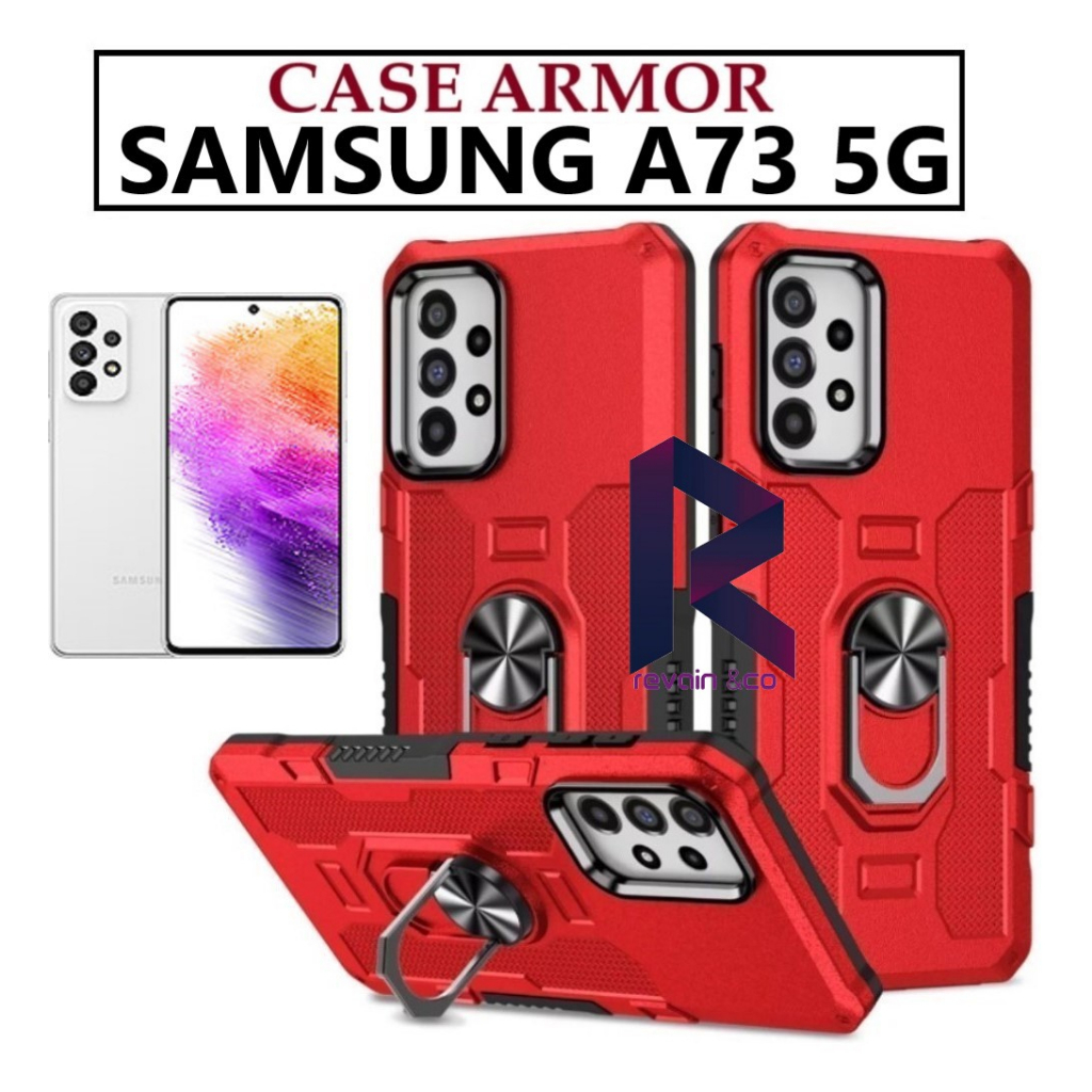 Case Armor SAMSUNG GALAXY A73 5G Iring Cincin Magnetic Kesing Hp Protect kamera Premium Hard Case Standing Robot Pelindung Kamera