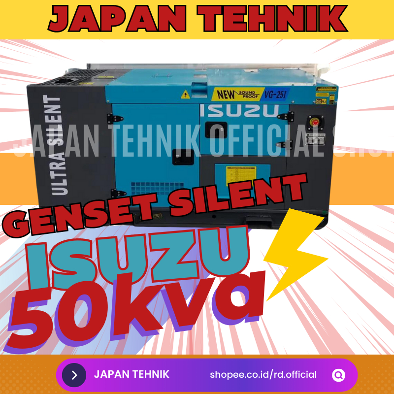 Genset Silent 50 kva ISUZU - Genset Listrik - Genset Solar - Genset Diesel | Japan Tehnik Jual Genset Terlengkap