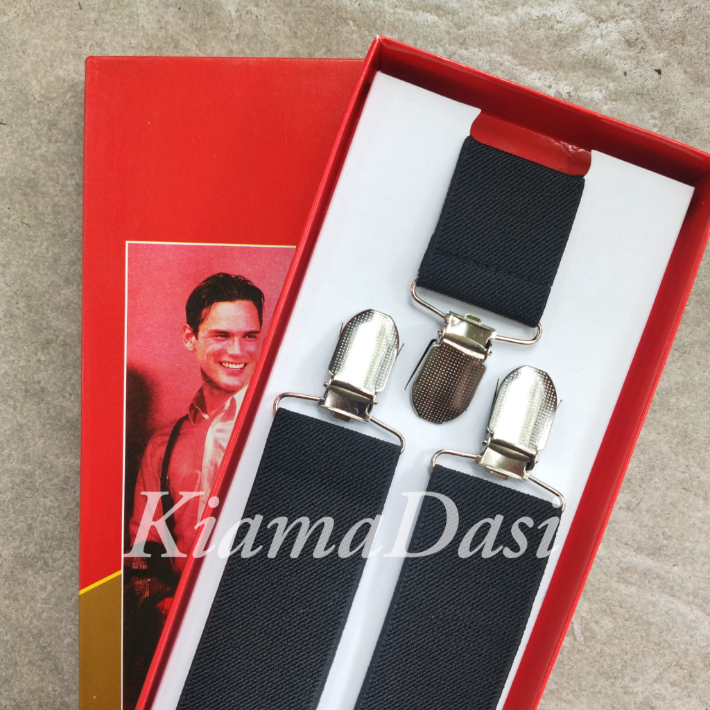 Suspender Pria Hitam besar 3,5cm
