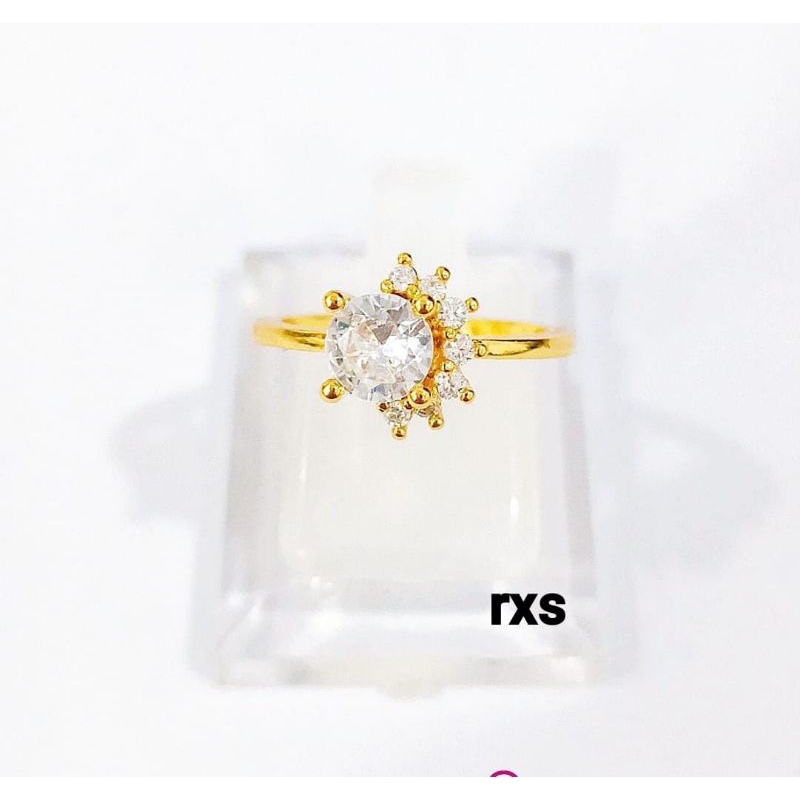 Cincin warna emas 24 k lapis kristal impor ada 6motif ,mewah bisa dipakai harian