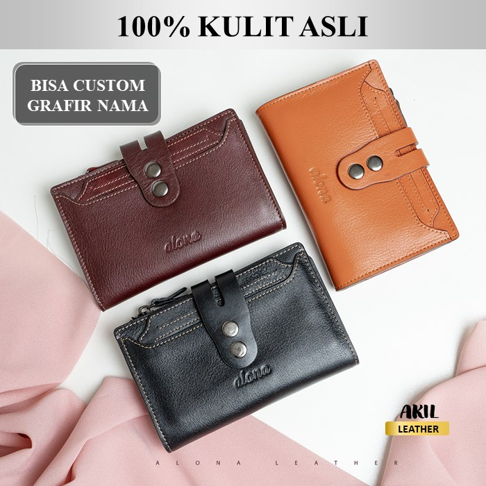 Dompet Lipat Kulit Wanita Branded Alona Tianna Leather Wallet Bahan 100% Kulit Sapi Asli Premium Cewek Terbaru