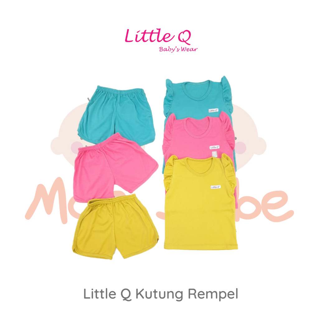 [Size SML] Little Q Setelan Polos Kutung Rempel Celana Pendek Isi 3 Pcs