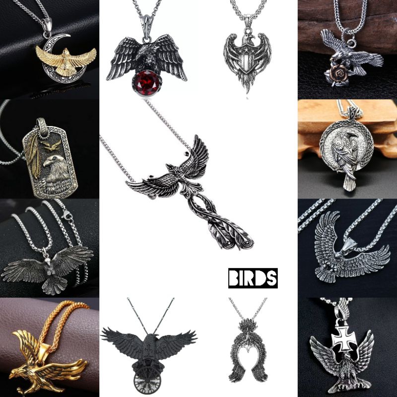 Kalung burung elang punk rock grunge style birds eagle necklace tengkorak animals series