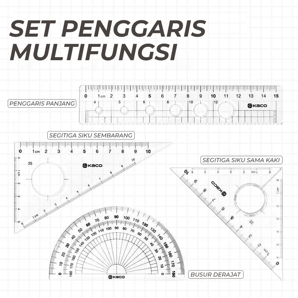 KACO Right Choice Set Penggaris Ruler Set 4 Pcs Kaco Penggaris Set Kaco Ruler Set Kaco Penggaris