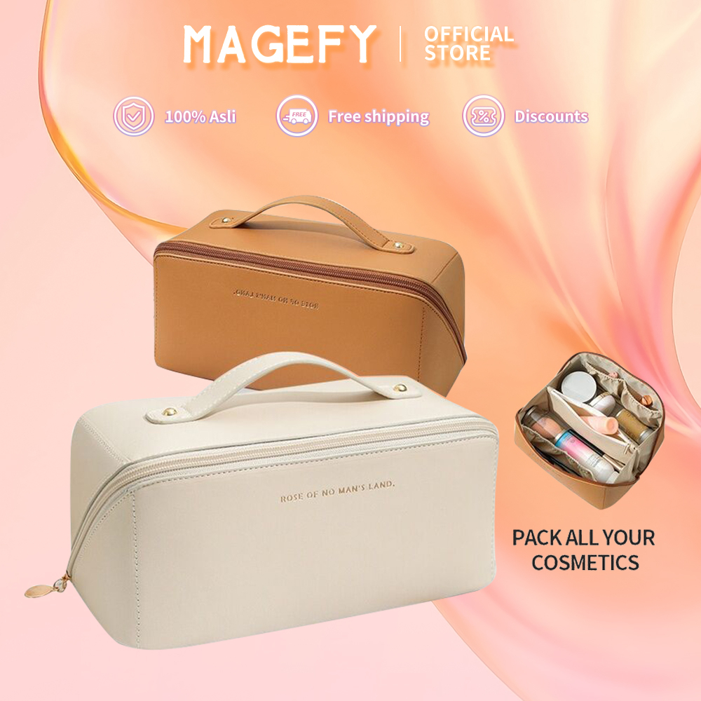 MAGEFY Tas Kosmetik Tas Skincare Bantal Kulit PU Ins Angin Portabel Wanita Grosir Tas Perlengkapan Mandi 1239