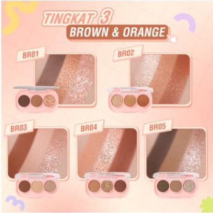 ^ KYRA ^ Pinkflash 3 Pan Eyeshadow Palette Giltter Fully Pigmented Easy To Blend PF-E23