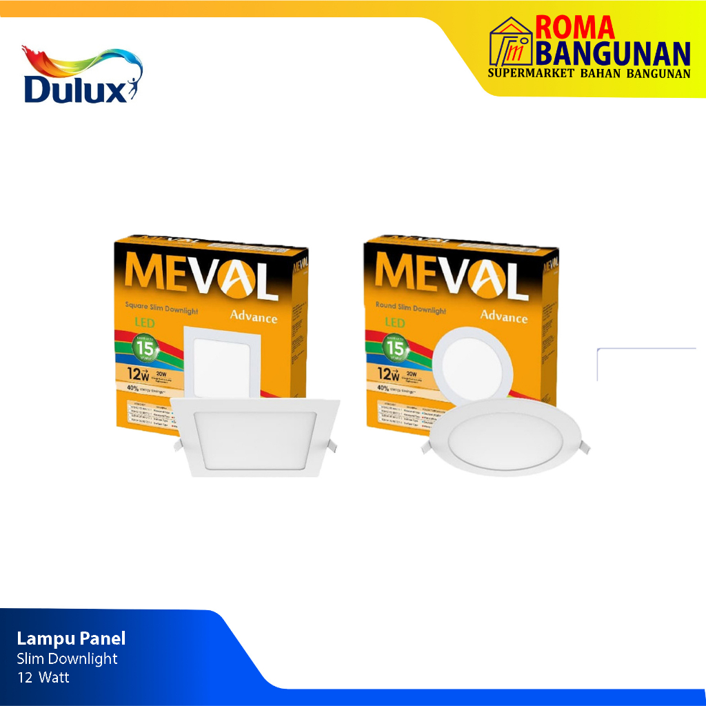 Meval Lampu Panel Downlight LED Square Slim Downlight / Round Slim Downlight 12W 12 Watt