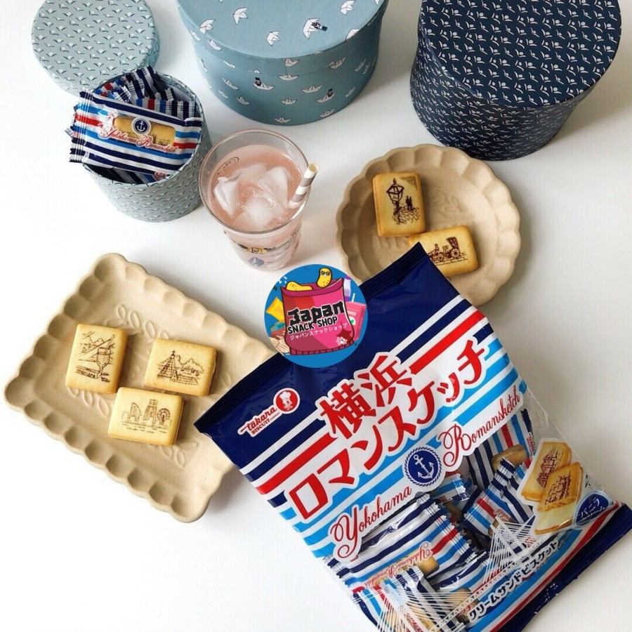 Takara Yokohama Romansketch Sandwich Biscuit 129g / makanan ringan / makanan jepang / snack jepang /