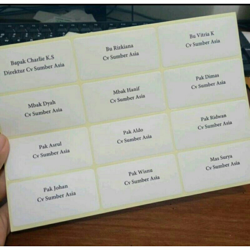 Jasa cetak nama undangan