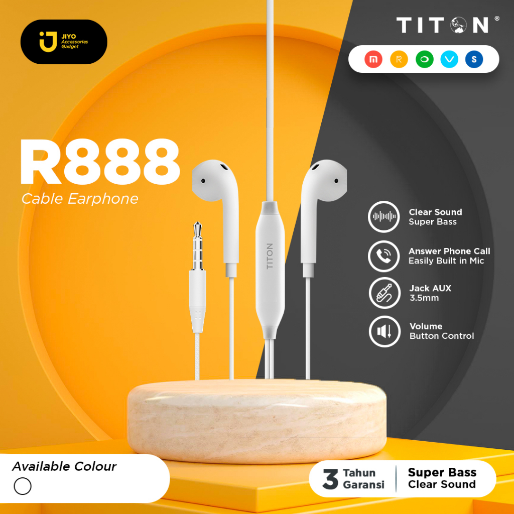 Titon R888 Xiaomi, Oppo, Vivo, Samsung Reame Cable Earphone | Headset Kabel GARANSI 3 TAHUN