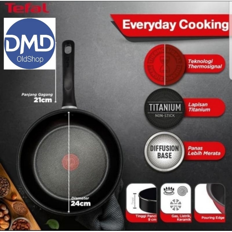 Tefal Everyday Cooking Frypan 24cm Teflon Wajan Penggorengan Original