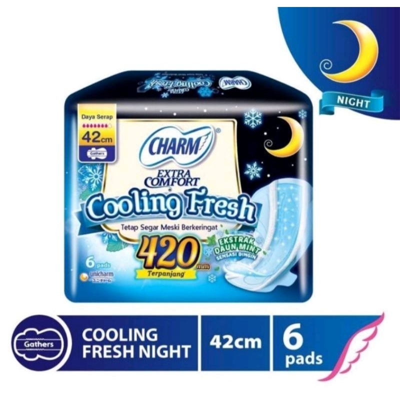 Charm Pembalut Cooling Fresh Night 42cm 6 pads