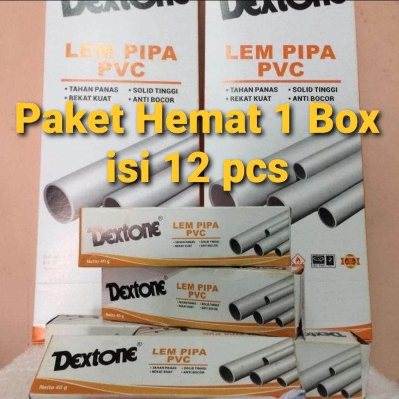 Paket Hemat 1 Box (12 pcs ) Lem Pipa PVC Dextone 40 Gram Original / Lem Pralon Dextone 40 Gram