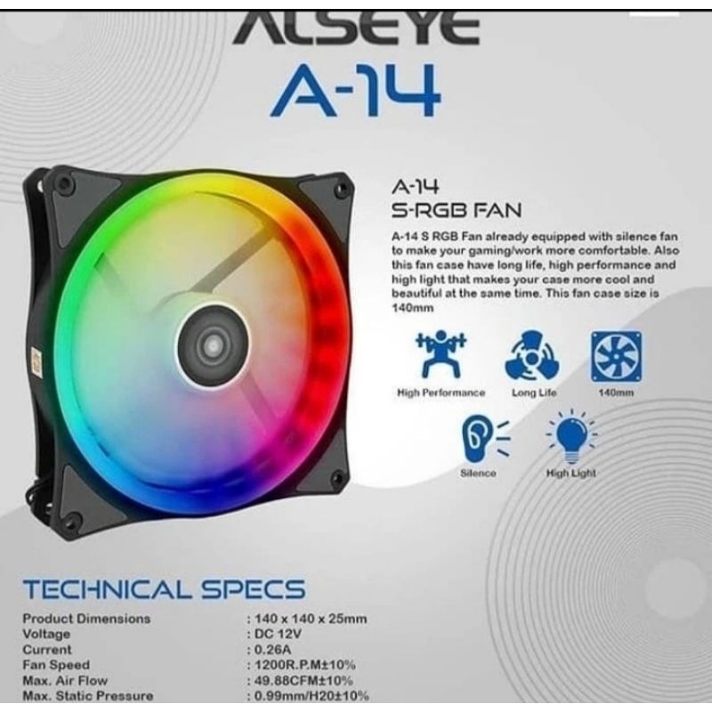 Alseye A-14 kipas komputer 14cm fan casing 14 cm