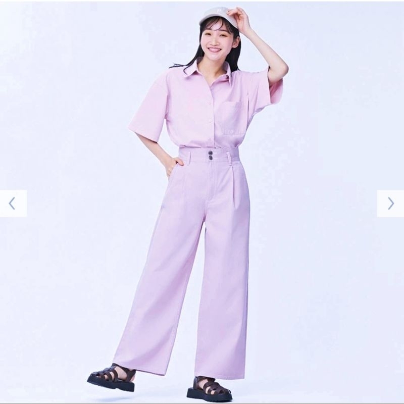 GU UNIQLO HIGHWAIST PAPERBAG PANTS LILAC