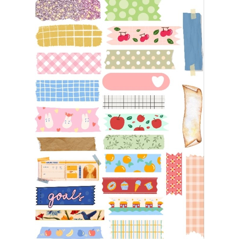 

20 pcs stiker random washitape sample cute aesthetic journaling planner