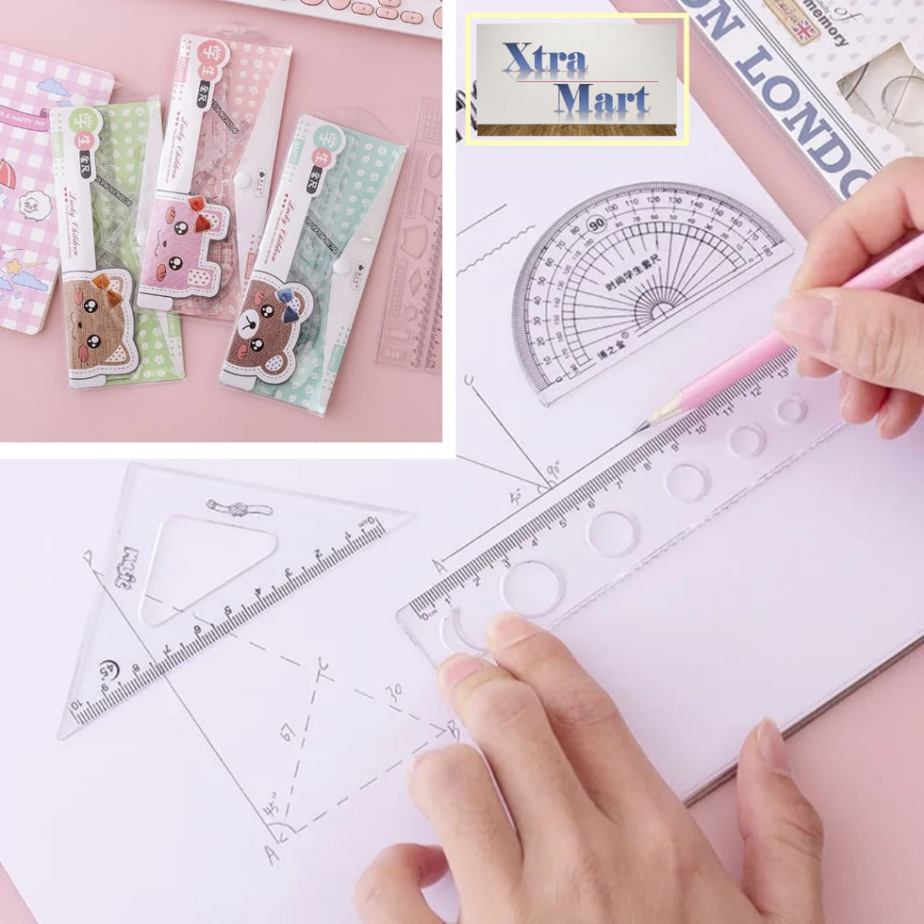 

XM - Penggaris Set 4pcs Rules Plastik Garisan Set 4pcs
