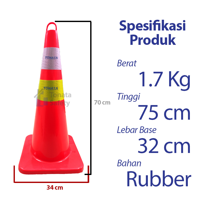 Safety Traffic Cone / Kerucut Lalu Lintas Tonata 1.7 Kg 1,7 Kg