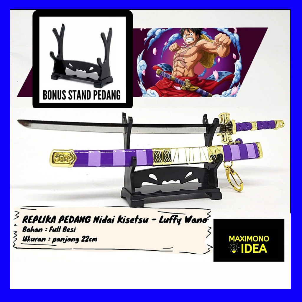 Gantungan Kunci Pedang Anime One Piece Luffy Nidai Kitetsu