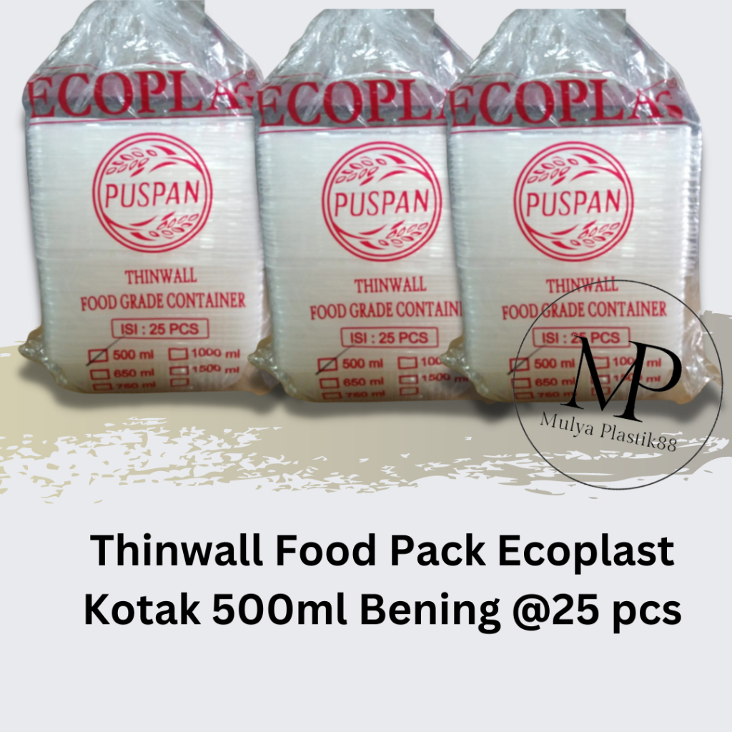 THINWALL Kotak Food Pack Ecoplast Kotak 500ml Bening Per Pack