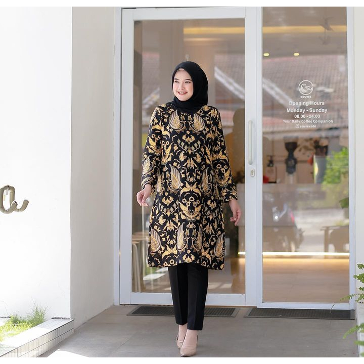 Benang Raja Tunik Batik Wanita Dewasa Katun Motif Gajah Mada