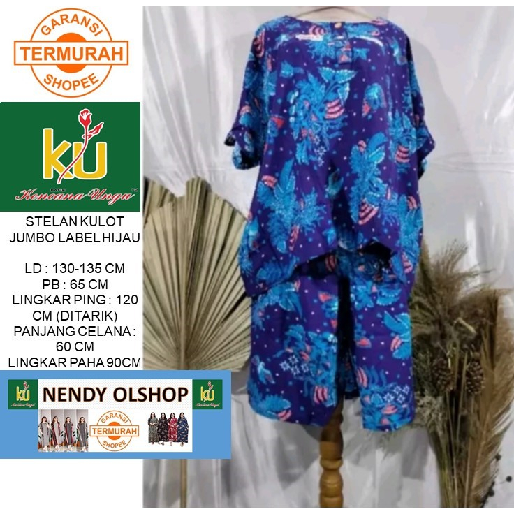 Kencana Ungu ORI Stelan Kulot Jumbo Label Hijau LD 130-135 cm COD.Kencana Ungu Official.Grosir Kenca