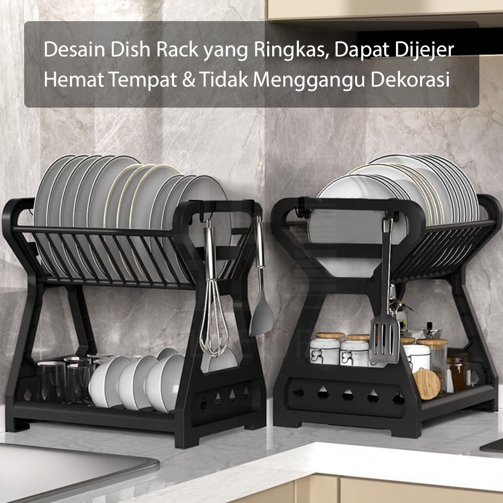 [GROSIR] RAK WADAH TEMPAT PENGERING CUCI PIRING 2 SUSUN MANGKOK GELAS TIRISAN ORGANIZER DAPUR MINIMALIS SERBAGUNA