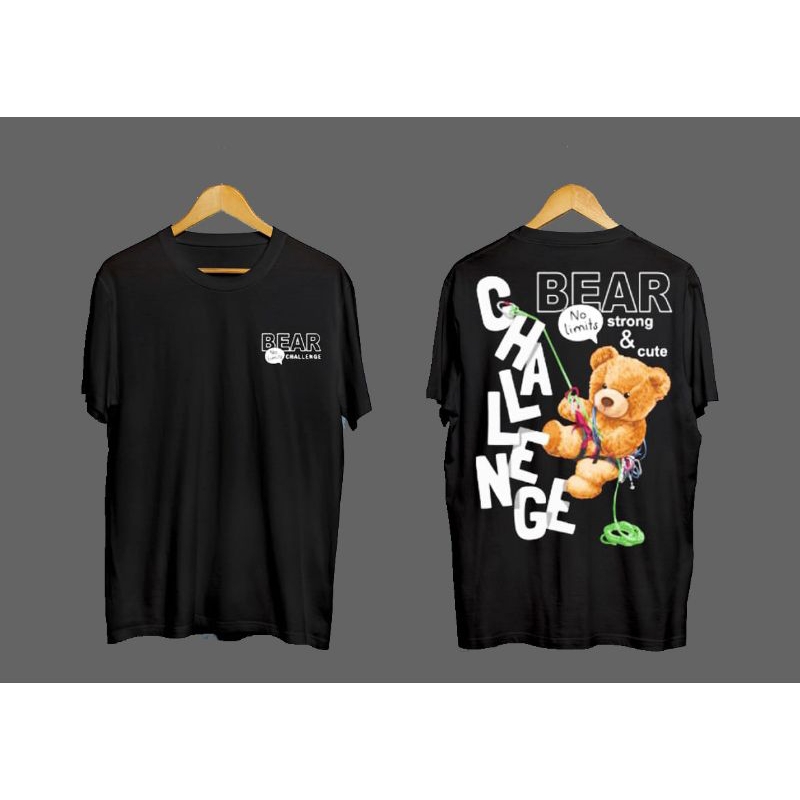 Kaos hitam Distro Oversize "Bear Challenge"